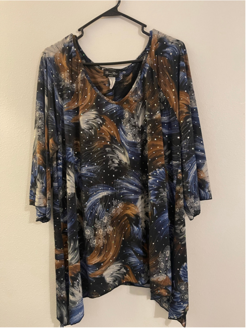 Women's Brittany Black Plus Size 2X Blouse in Black and Blue